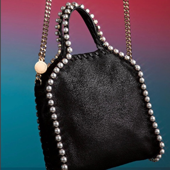 Stella McCartney Shaggy Dear Pearl Studded Tiny Falabella Tote Bag Black $1,250 - Picture 4 of 13